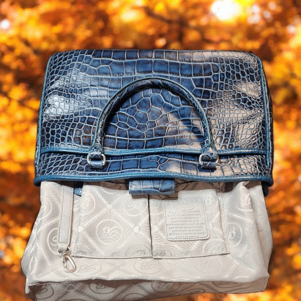 **Brighton MONROE CROC Emboss Leather Satchel Purse Handbag - Picture 9 of 13